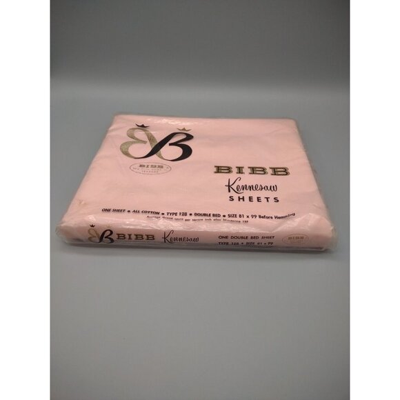 Vintage Bibb Kennesaw USA Pink One Sheet Double Bed 81 x99" New Old Stock, READ - Picture 3 of 13